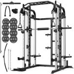 Smith Machine with Weight Plates and Power Rack