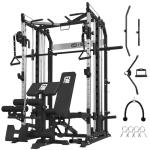 Smith Machine Power Cage with Adjustable Curl Bench