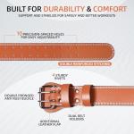 Leather Weight Lifting Belt with Padded Support