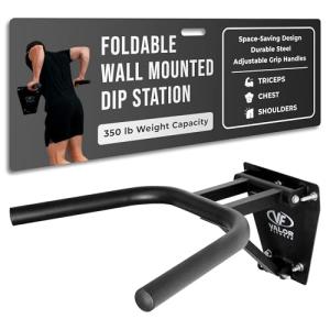 Valor Fitness Wall-Mounted Dip Bars - Foldable Design