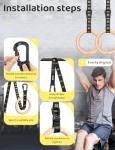 Wooden Gymnastic Rings with Adjustable Straps Set