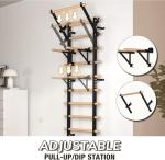 Swedish Ladder Wood Stall Bar with Pull-Up & Dip Bars