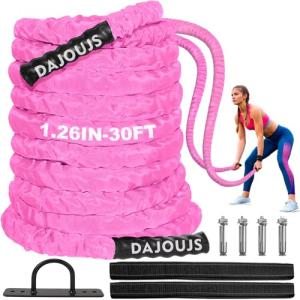 30ft Pink Battle Ropes for Home Workouts