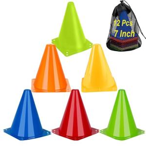 12 Pack Colorful Agility Training Cones Set