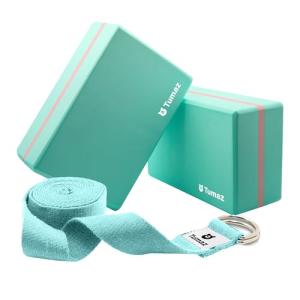 Tumaz Yoga Blocks and Strap Set - Lightweight Foam