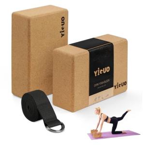 YIGUO Eco-Friendly Cork Yoga Blocks with Strap