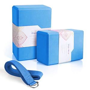 2 Pack EVA Foam Yoga Blocks with Strap