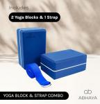 Yoga Block 2-Pack with Stretch Strap Combo