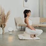 Round Light Beige Zafu Yoga Bolster Cushion