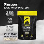 Ascent Whey Protein Powder, Vanilla Bean, 2 lb