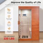 1-Person Far Infrared Wood Sauna with LED Lights