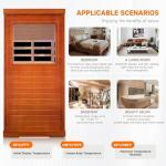 1-Person Far Infrared Wood Sauna with LED Lights