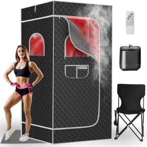 Portable Red Light Sauna Box with Timer and Steamer