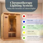 2-Person Low EMF Infrared Sauna with Lights and Speakers