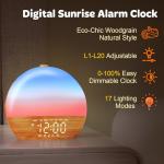 Wood Grain Sunrise Alarm Clock with Bluetooth Sound Machine