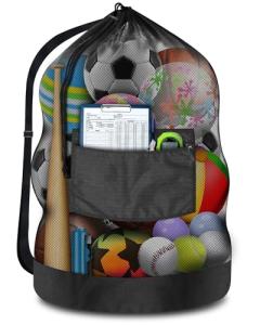 Extra Large Soccer Ball Net Bag with Zipper Pocket