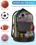Extra Large Soccer Ball Net Bag with Zipper Pocket