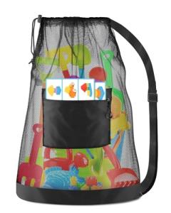 Large Mesh Drawstring Beach Bag for Toys