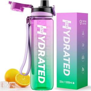 32 oz Motivational Water Bottle with Time Markers