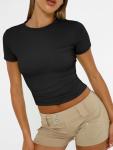 Womens Slim Fit Crop Tops for Summer Workouts