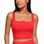 CRZ YOGA Women's Square Neck Sports Bra - Deep Red