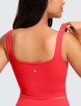 CRZ YOGA Women's Square Neck Sports Bra - Deep Red
