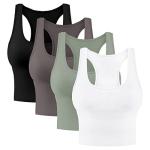 Women's Cotton Racerback Crop Tank Tops - 4 Pack