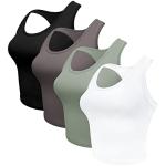 Women's Cotton Racerback Crop Tank Tops - 4 Pack