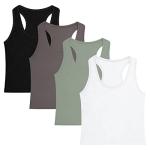 Women's Cotton Racerback Crop Tank Tops - 4 Pack