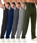 Men's Athletic Sweatpants with Zipper Pockets - 5 Pack