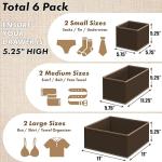 Underwear Drawer Organizer Set of 6 - Brown