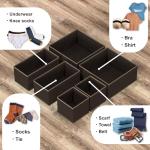 Underwear Drawer Organizer Set of 6 - Brown