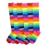 Rainbow Striped Knee High Socks for Kids - 6 Pairs
