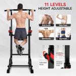 Pooboo Adjustable Power Tower Dip and Pull-Up Bar