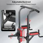 Pooboo Adjustable Power Tower Dip and Pull-Up Bar