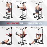 Pooboo Adjustable Power Tower Dip and Pull-Up Bar