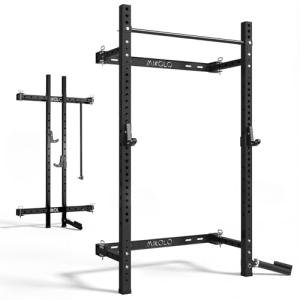 Mikolo Folding Wall Mount Squat Rack with Pull Up Bar