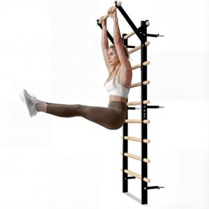 Swedish Ladder Wood Stall Bar with Pull-Up & Dip Bars