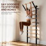 Swedish Ladder Wood Stall Bar with Pull-Up & Dip Bars