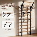 Swedish Ladder Wood Stall Bar with Pull-Up & Dip Bars
