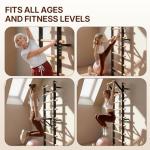 Swedish Ladder Wood Stall Bar with Pull-Up & Dip Bars