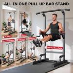 Pooboo Adjustable Power Tower Dip and Pull-Up Bar