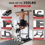 Pooboo Adjustable Power Tower Dip and Pull-Up Bar