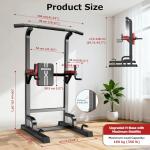 Pooboo Adjustable Power Tower Dip and Pull-Up Bar