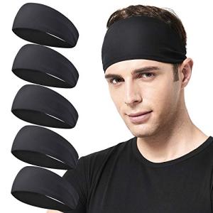 Acozycoo 5-Pack Men's Sports Headbands - Black