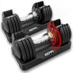Keppi 25lb Adjustable Dumbbells Set for Workouts
