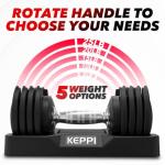 Keppi 25lb Adjustable Dumbbells Set for Workouts
