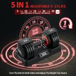 AOTOB 25 lbs Adjustable Dumbbell Set for Home Gym