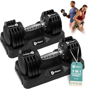 LifePro Adjustable Dumbbell Set – 5-25 lbs for Home