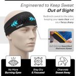 Halo II Black Sweatband Headband for Workouts